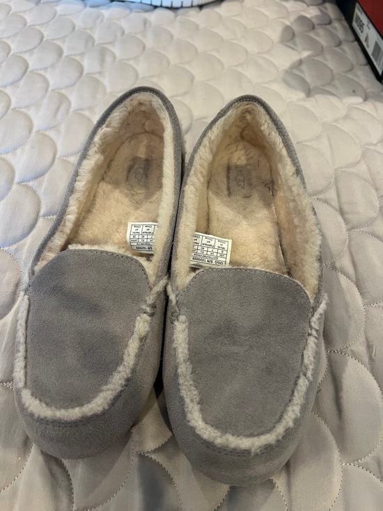 UGG Shoes - UGG Gray Suede Shearling-Lined Slippers